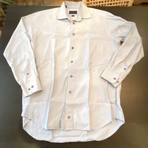 David Donahue Men’s Trim Fit Blue & White Dobby Check 17 34/35 🔥 MSRP $155